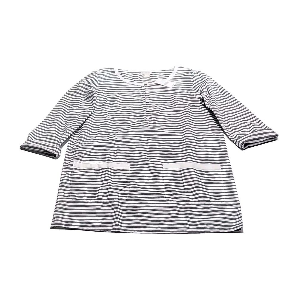 NWT J Crew Striped Shirt Dress XXS Gray White Soft Cotton Tunic Nautical Leisure